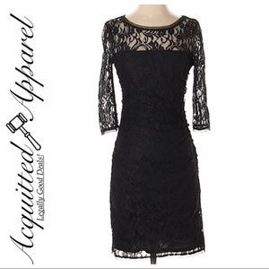 Max & Cleo Black Lace Sleeved Dress